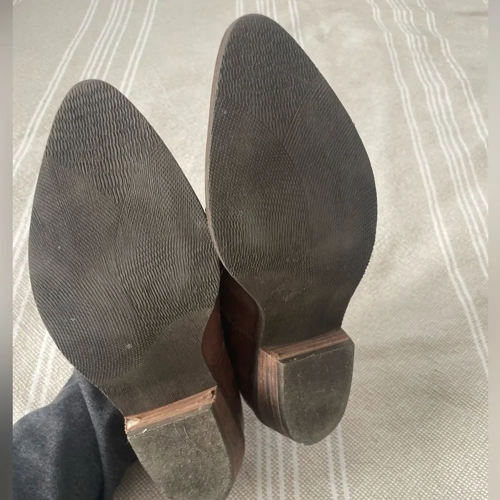 Nicole Vintage Brown Leather Ankle Booties 7.5 Western